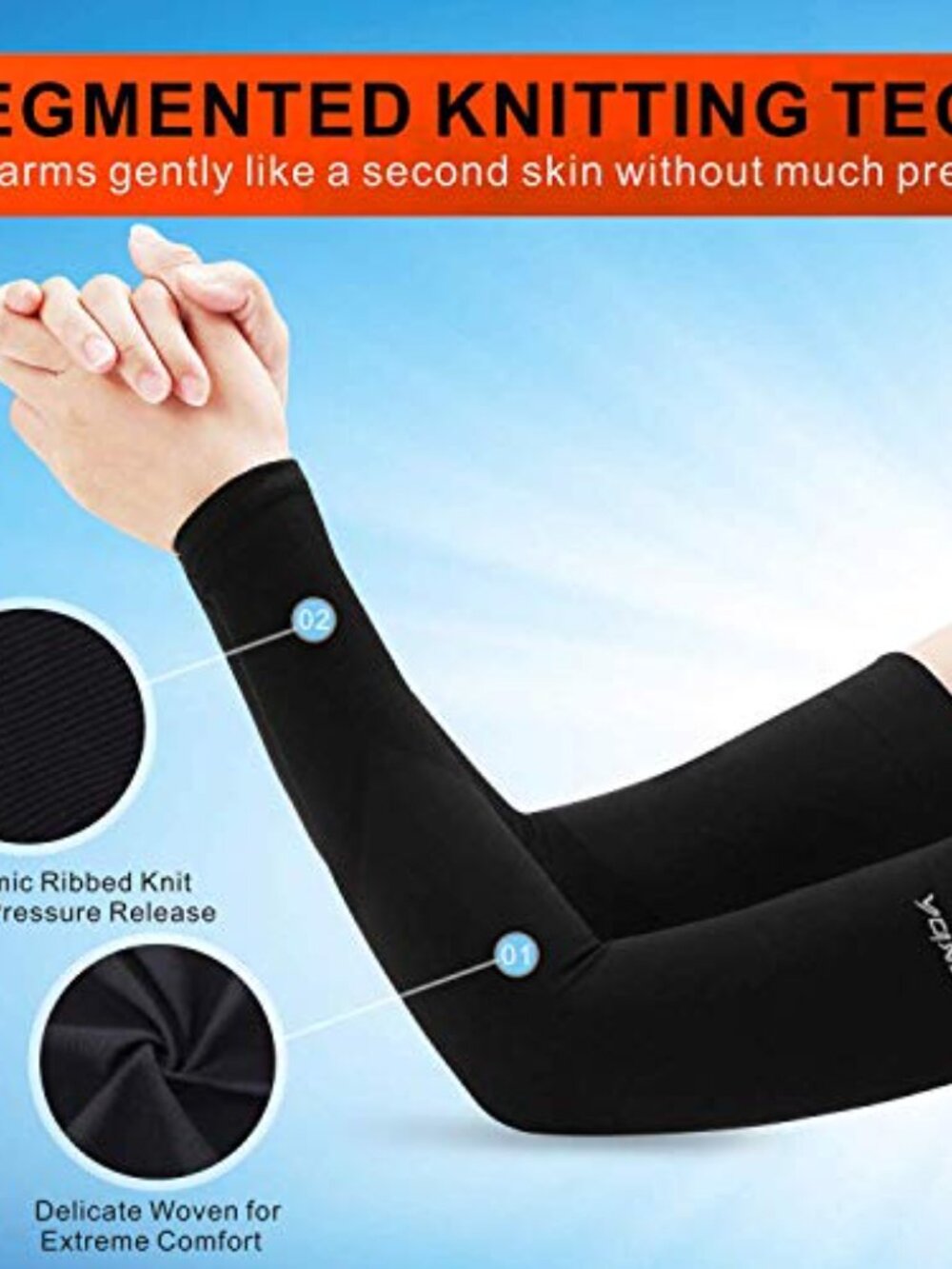 Cooling UV Protection Arm Sleeves for Men Women, 4 Pack Sports Compression - Picture 6 of 7